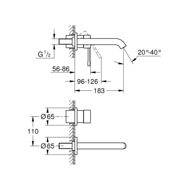 GROHE ESSENCE İKİ DELİKLİ ANKASTRE LAVABO BATARYASI-29192001 - Image 2