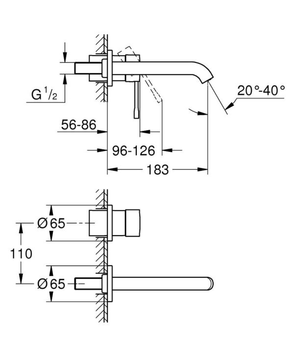 GROHE ESSENCE DUVARDAN İKİ DELİKLİ LAVABO BATARYASI-19408GL1 - Image 2