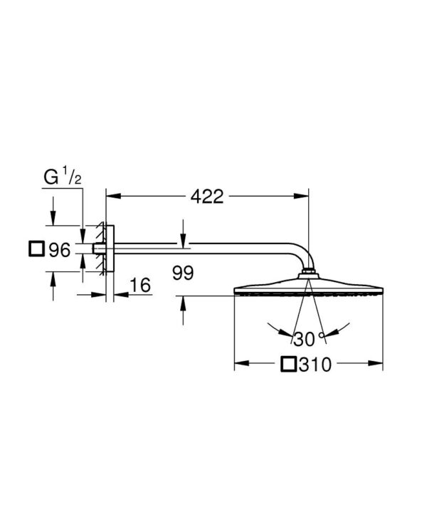 GROHE RAİNSHOWER MONO 310 CUBE TEPE DUŞU SETİ-26564000 - Image 3