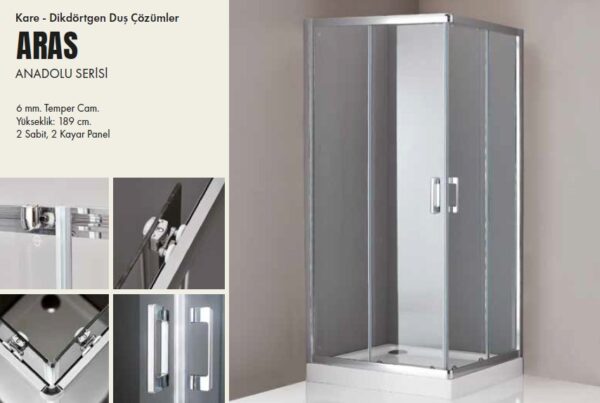 ANADOLU SERİSİ ARAS 90X90 KARE DUŞKABİN