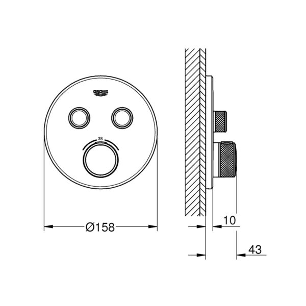 GROHE GROHTHERM SMARTCONTROL ÇİFT VALFLİ ANKASTRE TERMOSTATİK DUŞ BATARYASI BRUSHED WARM SUNSET-29119DL0 - Image 4