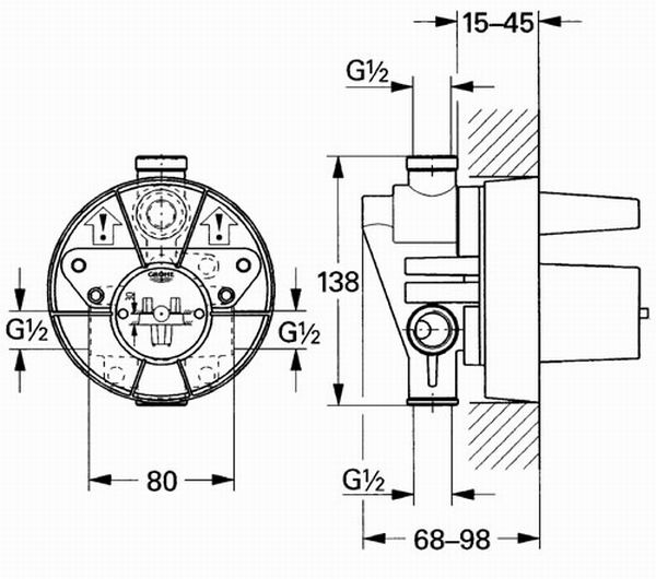 GROHE ANKASTRE BANYO DUŞ BATARYASI İÇ GÖVDE-33961000 - Image 2